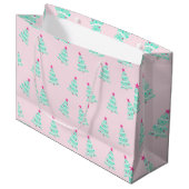 Sac cadeau Arbre de Noël rose (Devant Angle)