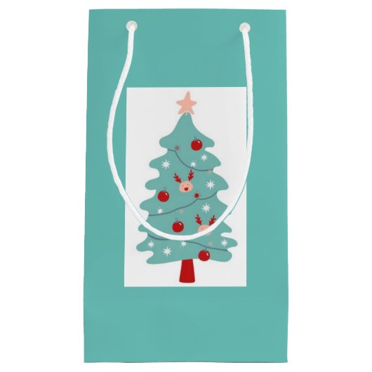 Sac Cadeau Arbre Mignon (Seafoam) (Devant)