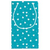 Sac cadeau aux Coeurs blancs et turquoise (Dos)