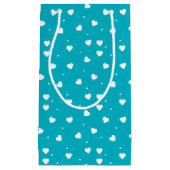 Sac cadeau aux Coeurs blancs et turquoise (Devant)