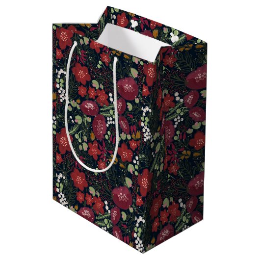 Sac cadeau aux fleurs d'hiver (Dos Angle)