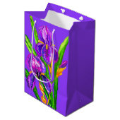 Sac cadeau aux fleurs d'Irises pourpres (Devant Angle)