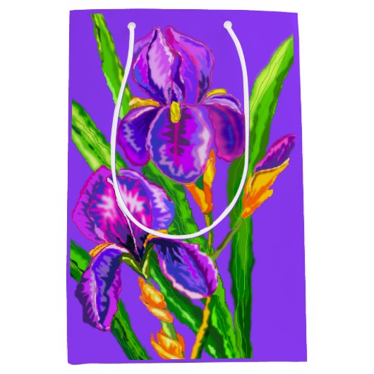 Sac cadeau aux fleurs d'Irises pourpres (Devant)