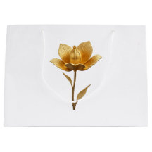 Sac cadeau aux fleurs dorées