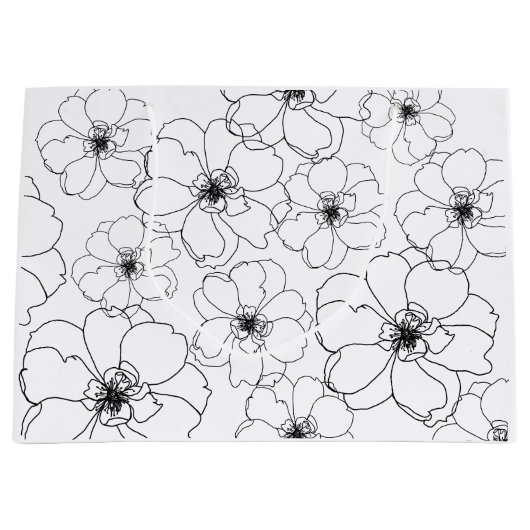 Sac cadeau aux fleurs noires et blanches (Devant)