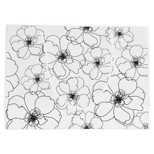 Sac cadeau aux fleurs noires et blanches (Dos)