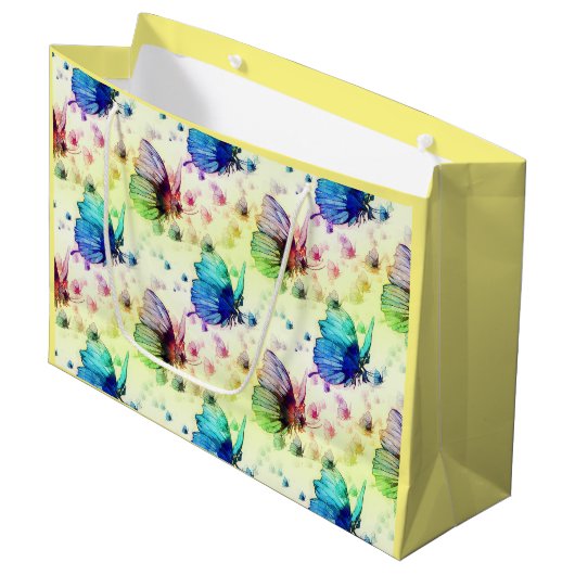 Sac cadeau aux papillons d'aquarelle (Devant Angle)