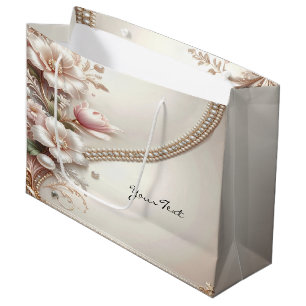 Sac cadeau avec embellissements de fleurs et de pe