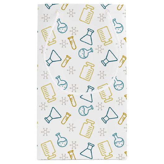 Sac cadeau avec icônes scientifiques en bleu et ja (Dos)