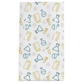 Sac cadeau avec icônes scientifiques en bleu et ja (Devant)