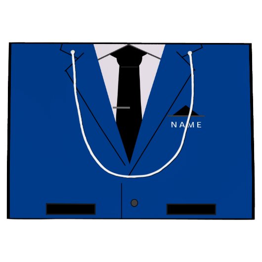 Sac cadeau avec nom personnalisé avec costume bleu (Devant)
