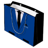 Sac cadeau avec nom personnalisé avec costume bleu (Dos Angle)