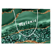 Sac cadeau avec votre nom en marbre vert agate et  (Dos)