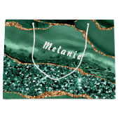 Sac cadeau avec votre nom, Marbre Pailleté Vert Ag (Devant)