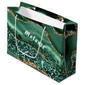 Sac cadeau avec votre nom, Marbre Pailleté Vert Ag (Devant Angle)