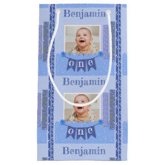 Sac Cadeau Baby Boy 1er Anniversaire Blue Scrapbook Petit Cad