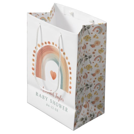 Sac cadeau Baby shower arc-en-ciel Boho - Oreille  (Devant Angle)