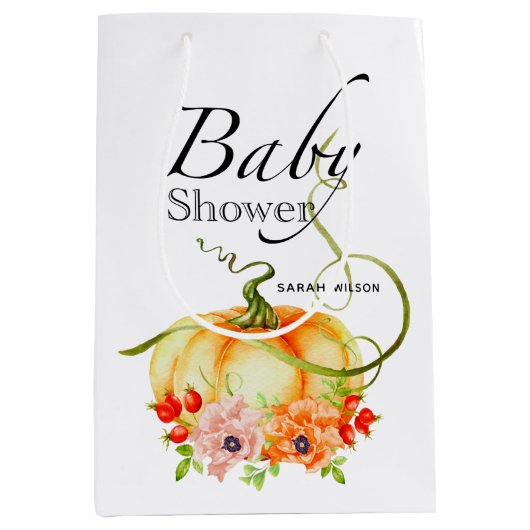 Sac cadeau Baby shower citrouille (Devant)