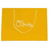 Sac cadeau Baby shower couleur moutarde (Devant)