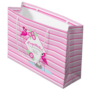 sac cadeau baby shower flamingo rose personnalisé