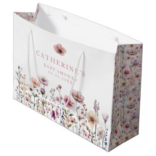 Sac cadeau Baby shower Fleur sauvage Aquarelle - G