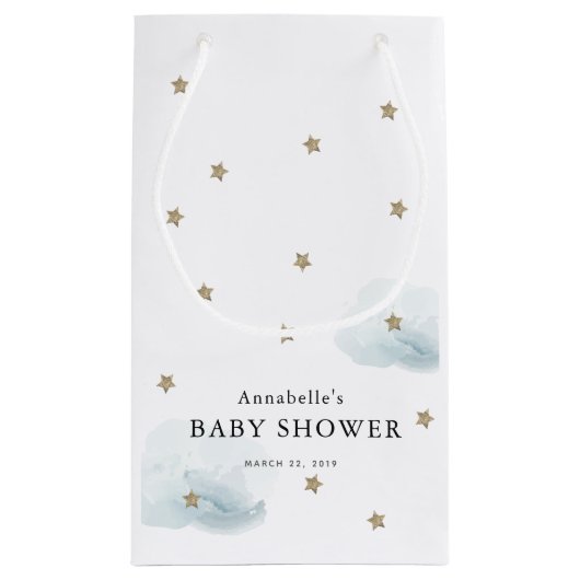 Sac cadeau Baby shower Gold Stars & Clouds (Dos)