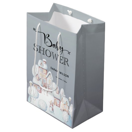 Sac cadeau Baby shower maison de neige (Devant Angle)