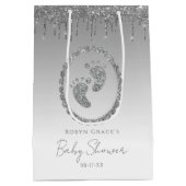 Sac cadeau Baby shower Parties scintillant argent (Dos)