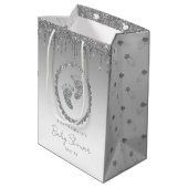 Sac cadeau Baby shower Parties scintillant argent (Dos Angle)