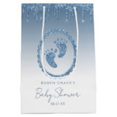 Sac cadeau Baby shower Parties scintillant bleue (Dos)