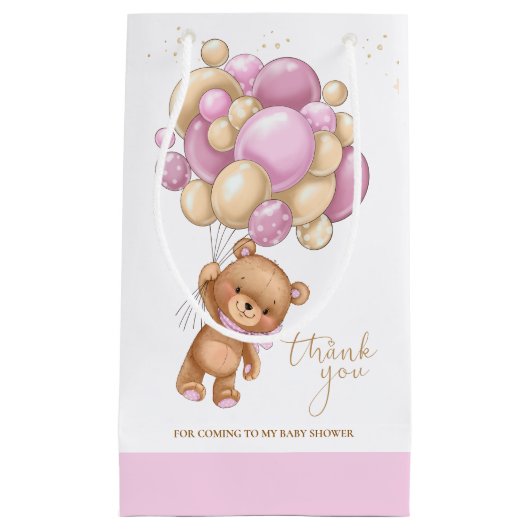Sac cadeau Baby shower pour bear Pink Balloons (Devant)