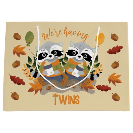 Sac cadeau Baby shower Twin Raccoons (Devant)