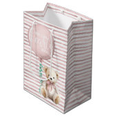 Sac cadeau bébé en peluche rose rousse (Devant Angle)