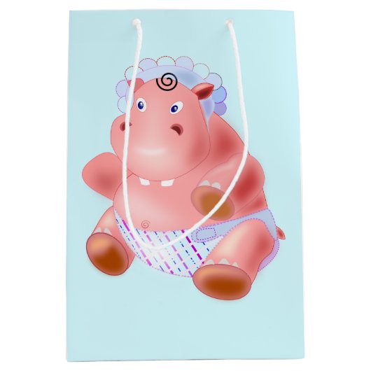 Sac cadeau bébé Hippo - Couleurs personnalisées -  (Devant)
