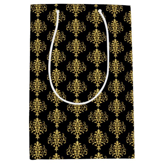 Sac cadeau Black & Gold Damask (Devant)