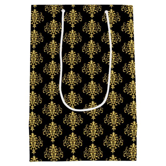 Sac cadeau Black & Gold Damask (Dos)