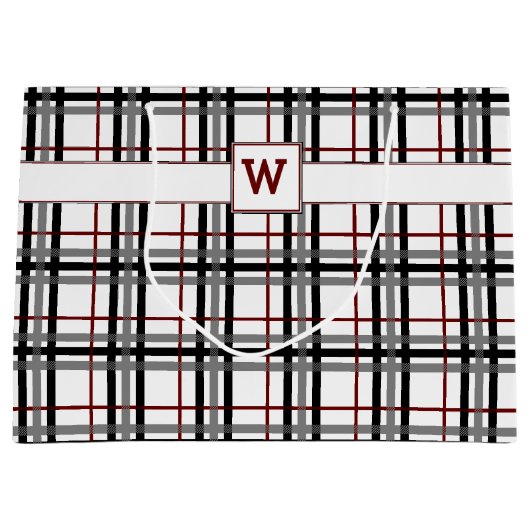 Sac cadeau Black White et Red Plaid (Devant)