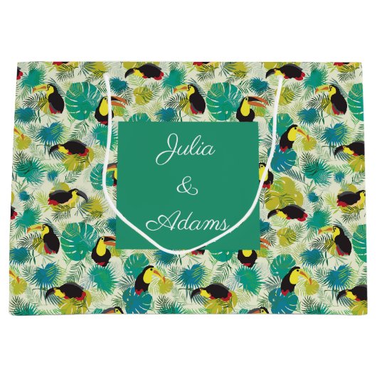 Sac cadeau blanc des toucans (Devant)