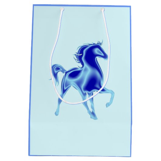 Sac cadeau bleu avec Cheval - Personnalisable (Dos)
