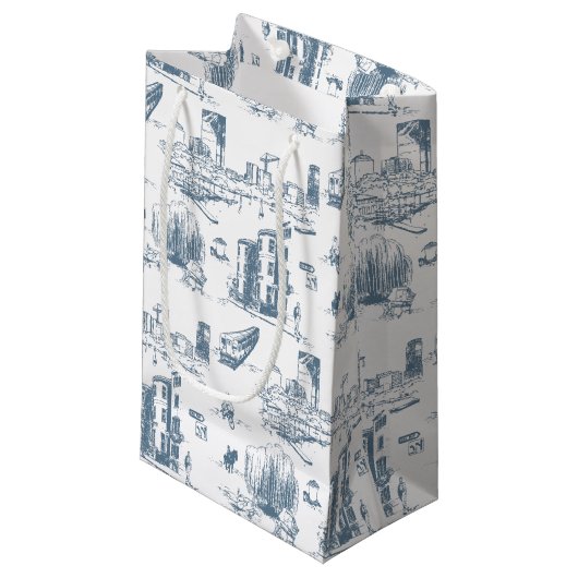 Sac cadeau bleu de Boston Toile (Devant Angle)