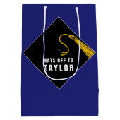 Sac cadeau bleu moyen personnalisé (Dos)