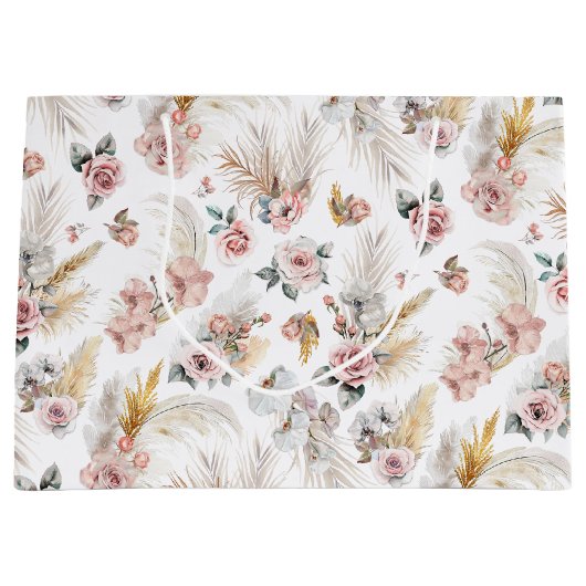 Sac cadeau Boho Pampas Grass Blush Floral (Devant)