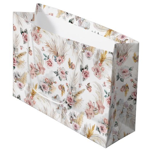 Sac cadeau Boho Pampas Grass Blush Floral (Devant Angle)