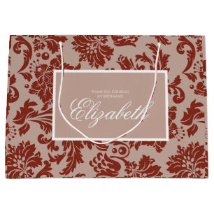 Sac Cadeau Bois de rouille en cuivre damé grand bridesmaid pe
