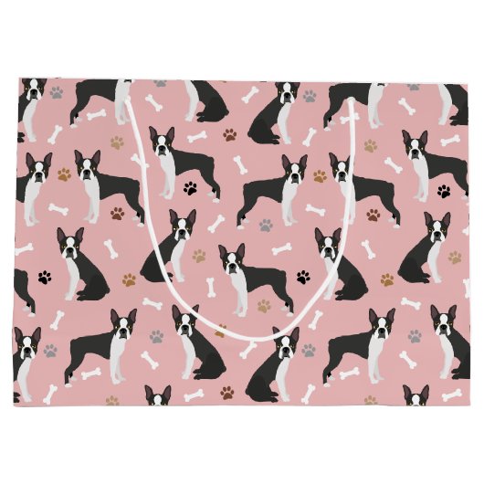 Sac cadeau Boston Terrier Bones and Paws Large (Dos)