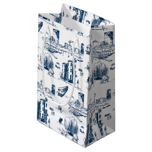 Sac cadeau Boston Toile Navy (Devant Angle)