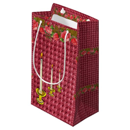 Sac cadeau Bougies florales rouges (Devant Angle)