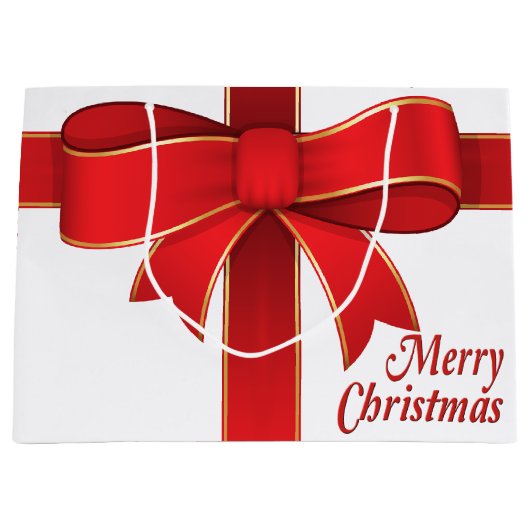 Sac cadeau - Bow rouge et ruban blanc (Devant)