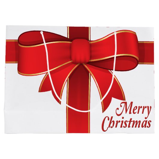 Sac cadeau - Bow rouge et ruban blanc (Dos)