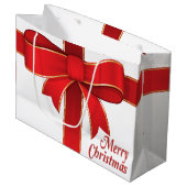 Sac cadeau - Bow rouge et ruban blanc (Devant Angle)